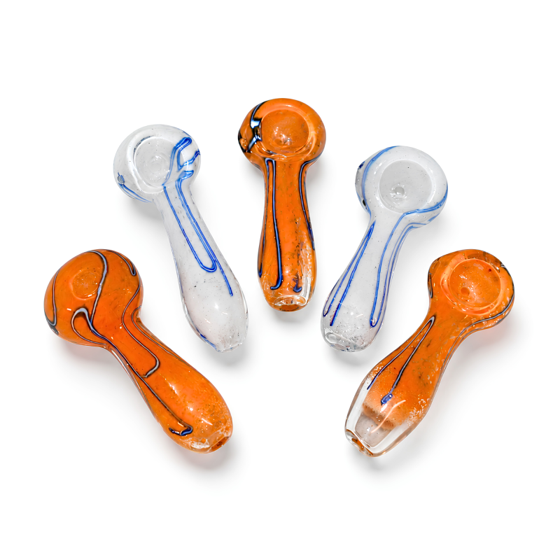 3.5" Frit Line Art Spoon Hand Pipe – 5ct Pack