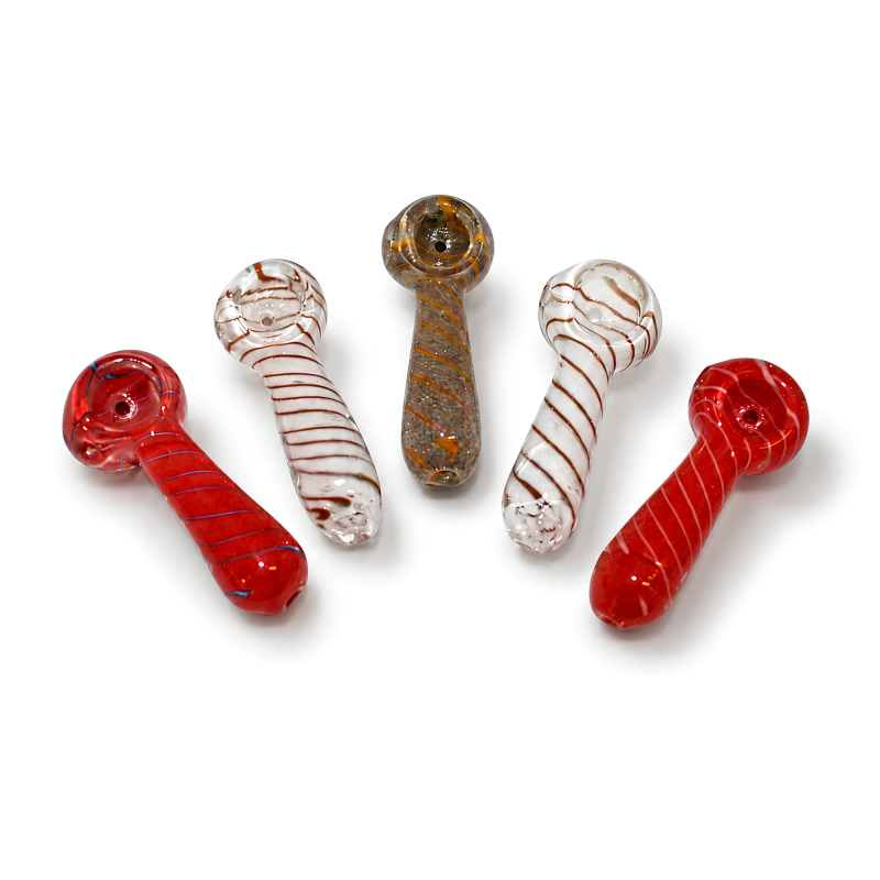 3" Frit Swirl Art Spoon Hand Pipe – 5ct Pack