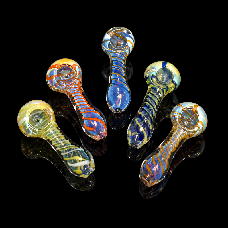 3" Silver Fumed Swirl Art Spoon Hand Pipe – 5ct Pack