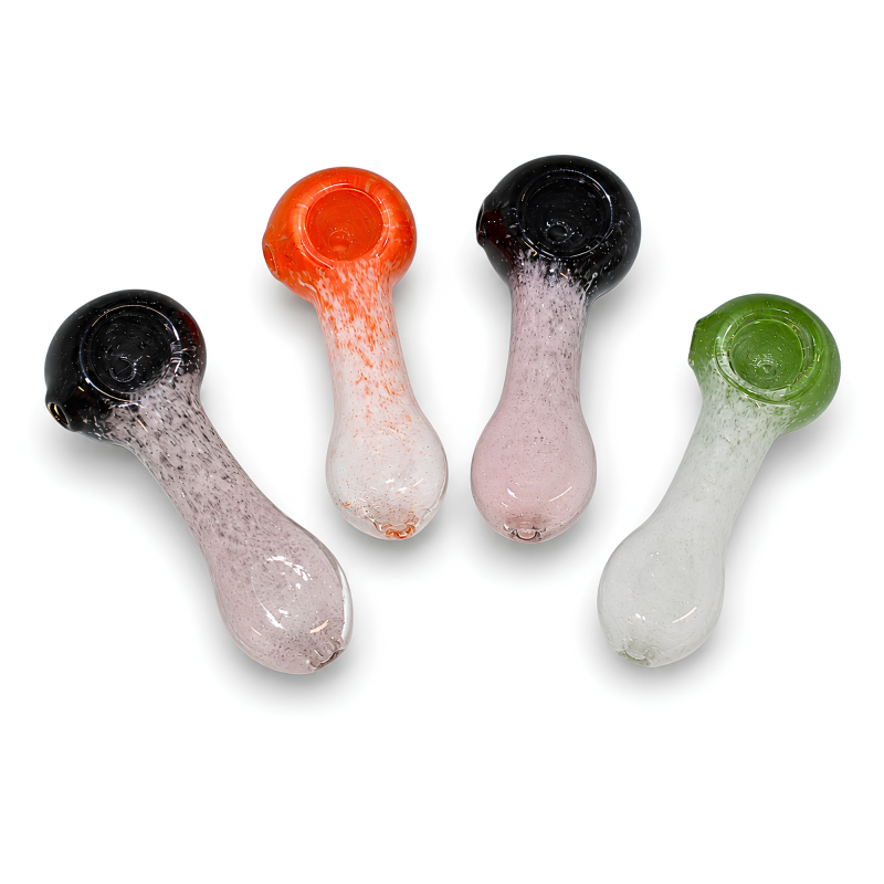 3.5" Dual Tone Frit Art Flat Mouth Spoon Hand Pipe – 4ct Pack