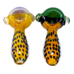 4.5" Gold Fumed Slyme Head Dot Spoon Hand Pipe - (Pack of 2) [STJ60]