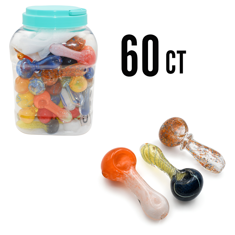 3"-3.5" Assorted Art Premium Spoon Hand Pipe – 60ct Jar
