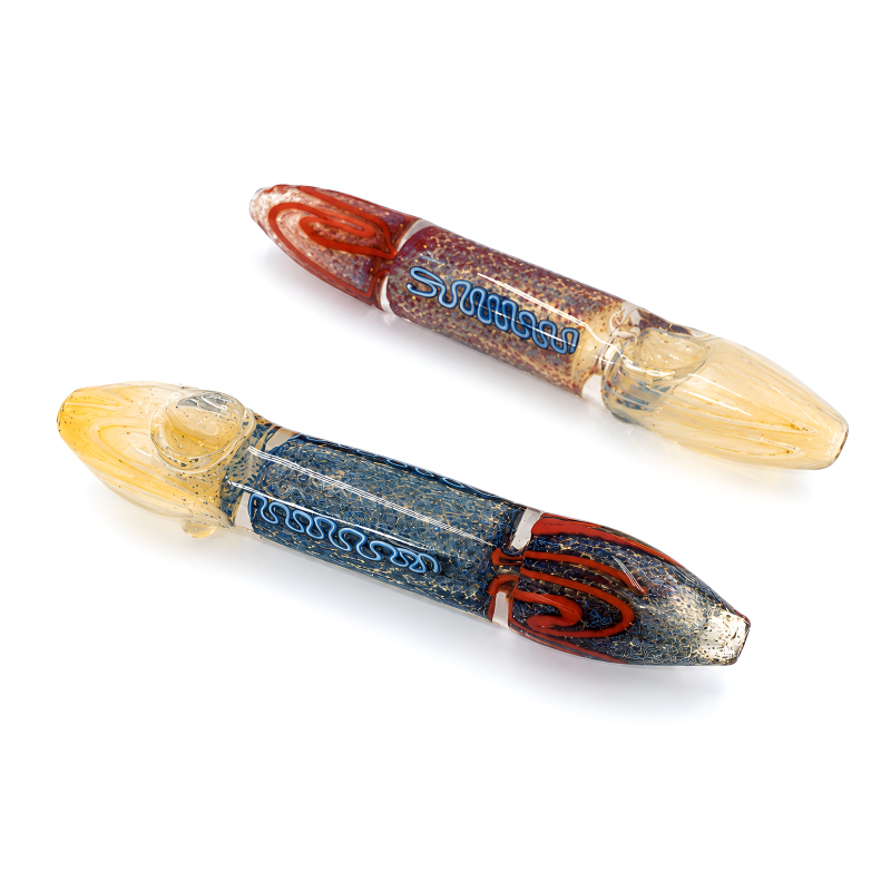 7" Frit & Fumed Art Rim Steam Roller Hand Pipe – 2ct Pack
