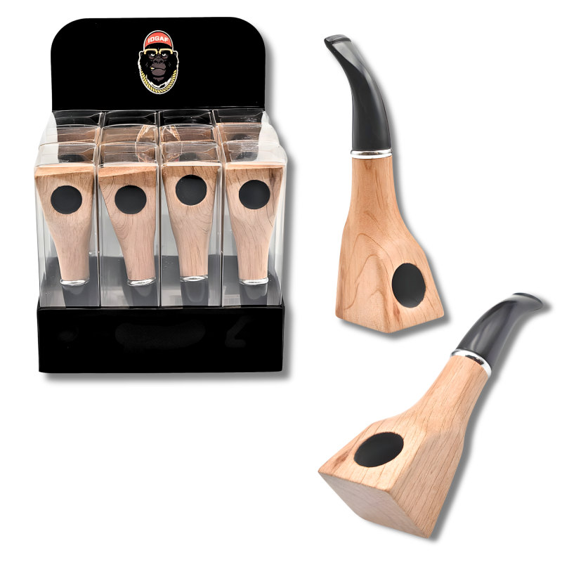 IDGAF Wooden Tobacco Pipe – 12ct Display
