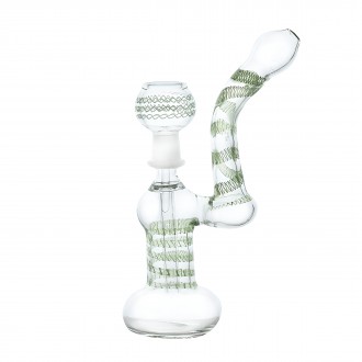 7" Zig Zag Line Clear Bubbler with Oil Dome 