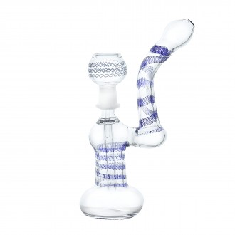 7" Zig Zag Line Clear Bubbler with Oil Dome 