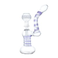 7" Zig Zag Line Clear Bubbler with Oil Dome 