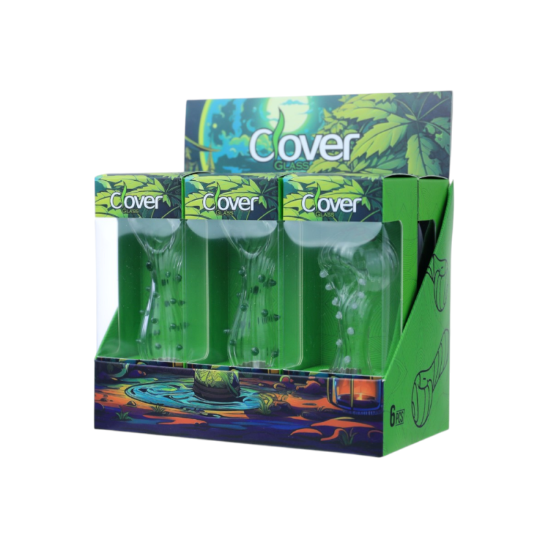 Clover Glass 4" Ribbed Marble Hand Pipe &ndash; 6ct Display 
