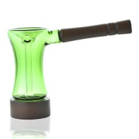 5" Wood-Handled Glass Bubbler Hand Pipe - Assorted [WSG2089]