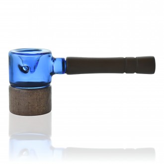 5" Wood-Handled Glass Hand Pipe - Assorted [WSG657]