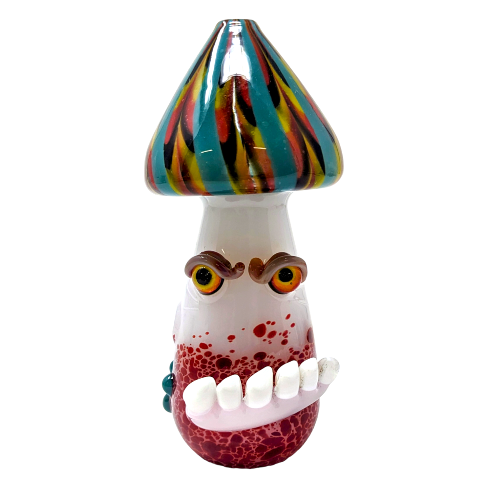 4.3" Mushroom Design Glass Hand Pipe - [WSG824]