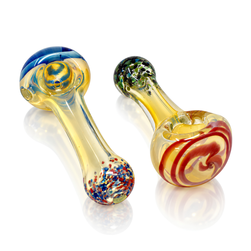 3.5" Swirl Multi-Color Frit Mouthpiece Spoon Hand Pipe – 2ct Pack