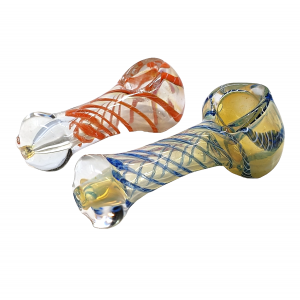 2.5" Silver Fumed Spiral Art Hand Pipe (Pack of 2) - [XC10]