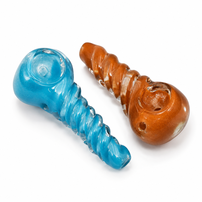 2.5" Twisted Rod Frit Art Spoon Pipe – 2ct Pack