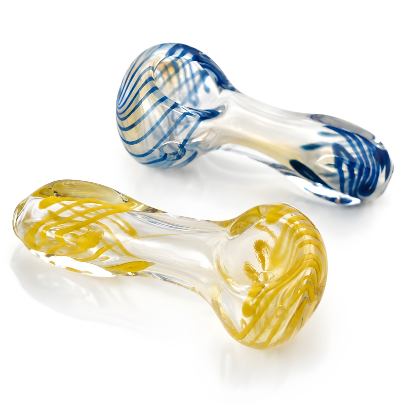 2.5" Striped Lines Glass Hand Pipe – 2ct Pack