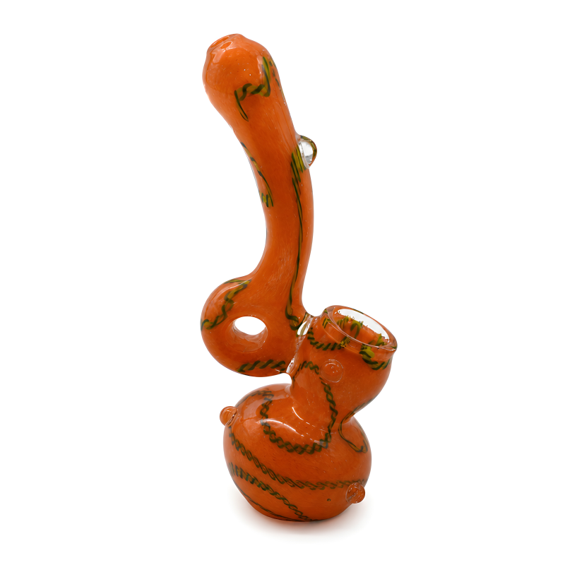 6" Frit Ribbon Art Donut Bubbler Hand Pipe