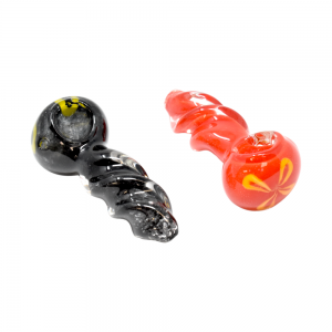 3.5 inch twisted body frit art glass hand pipe 2 pack assorted colors