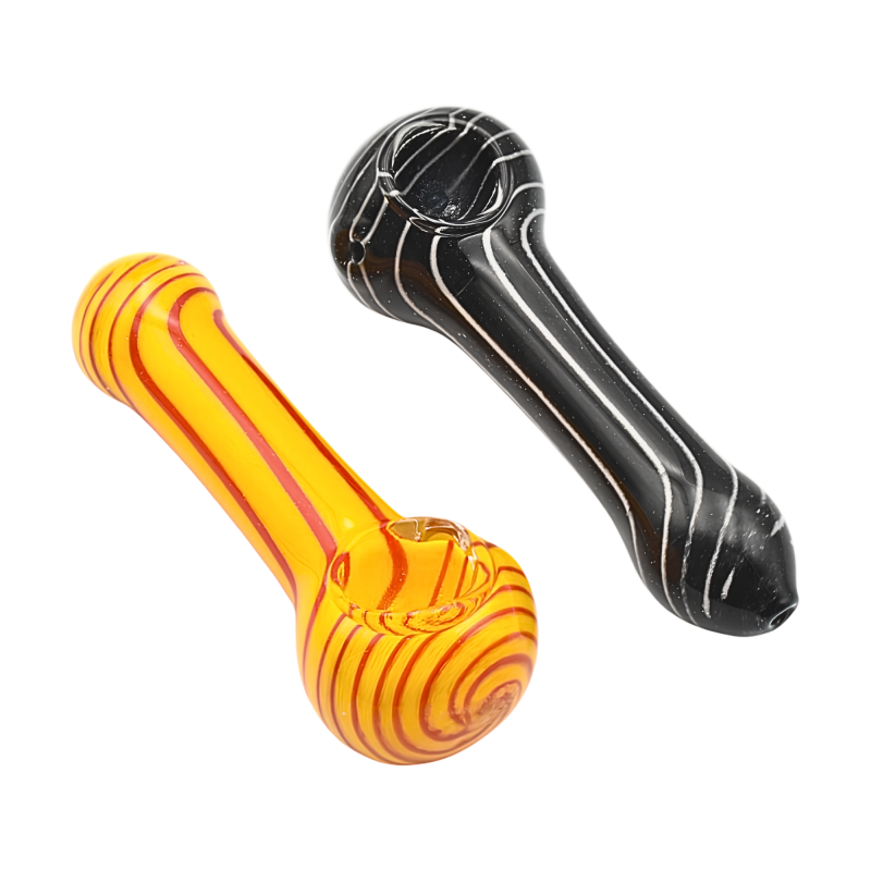 4" Frit Stripe Art Spoon Pipe – 2ct Pack