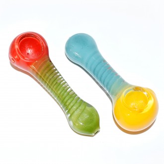 4.5" Dual Color Spiral Frit Art Premium Hand Pipe – Assorted Colors