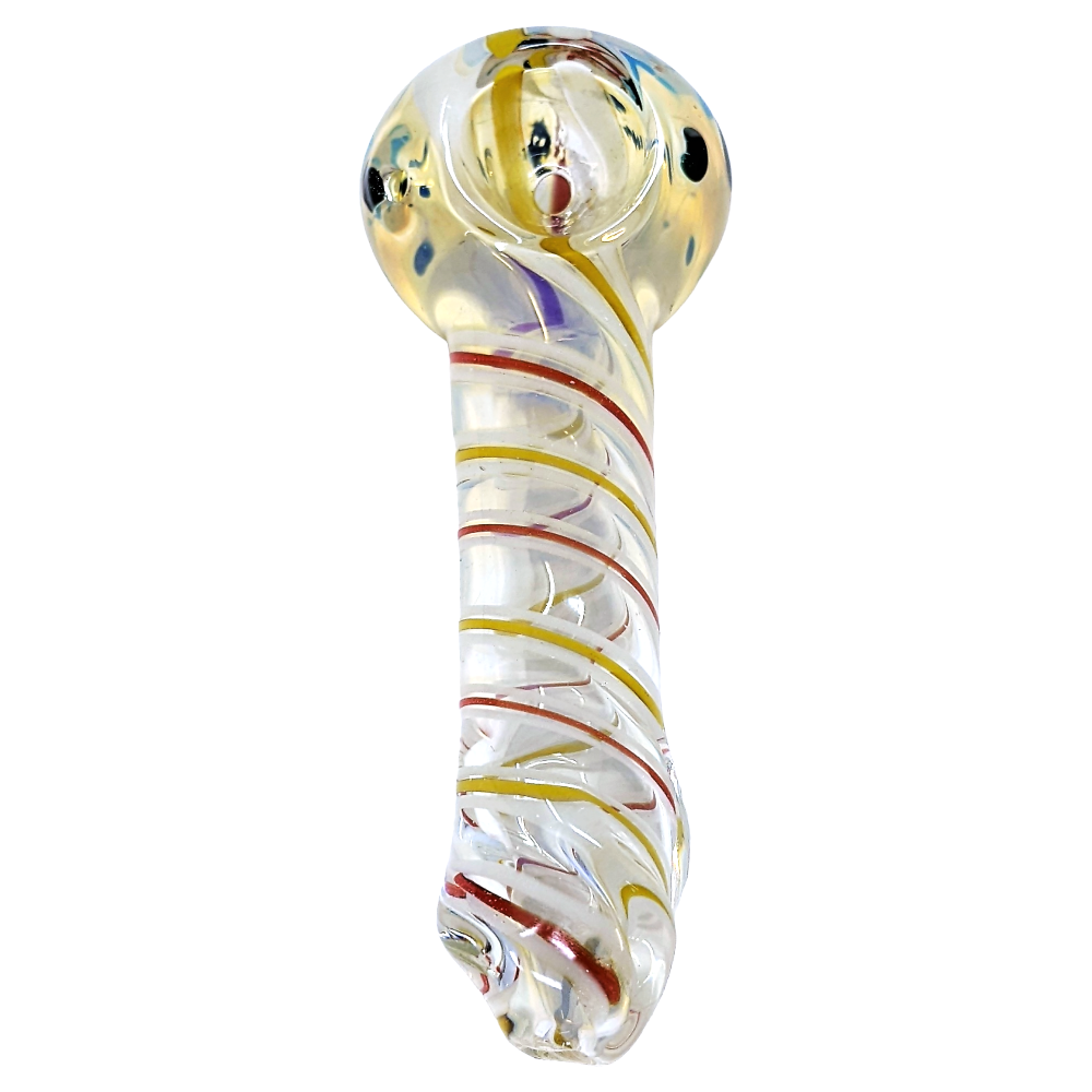4" Silver Fumed & Rod Art Hand Pipe [XQ181]