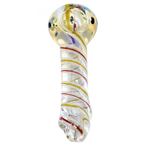 4" Silver Fumed & Rod Art Hand Pipe [XQ181]