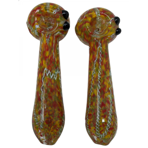 5.5" Frit Color Net Lines Hand Pipe (Pack of 2) - [Y215] 
