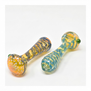 5 inch gold fumed honeycomb twisted ribbon art spoon pipe