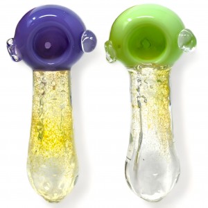 4.5" Assorted Slime Color Fumed Glass Spoon Hand Pipe - 2pk [YT28]