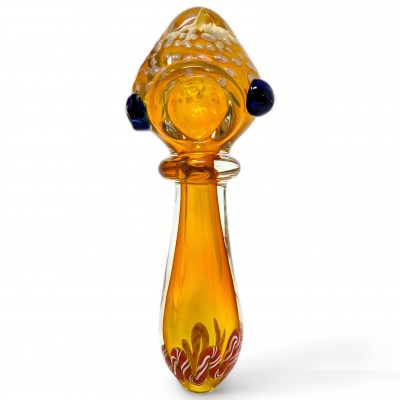 4" Gold Fumed Mushroom Shape Honeycomb Art W/ Single Ring Hand Pipe - [YT33]
