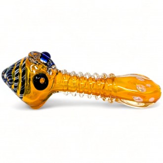 4" Gold Fumed W/ R4  Swirl Art Hand Pipe - [YT34]