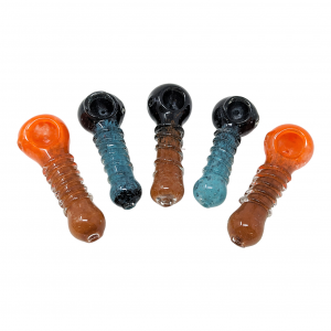 4" 2 Tone Frit & R4 Twisted Art Slime Color Hand Pipe (Pack of 5) - [ZD117]