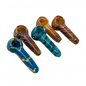 3.5" Frit & Twisted Rope Art Hand Pipe (Pack of 5) - [ZD119]