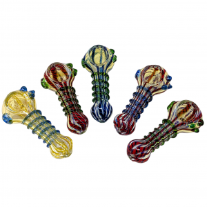 3.5" Silver Fumed Rod Art Swirl R4 Art Hand Pipe (Pack of 5) - [ZD120]