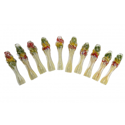 3" Silver Fumed Twist Mouth Rasta Chillum Hand Pipe - (Pack of 10) [ZD146]