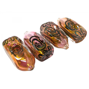 3" Gold Fumed Square Body Loop Design Hand Pipe (Pack of 4) [ZD191]