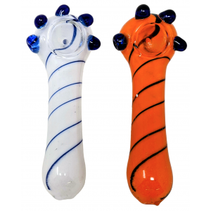 4.5" Frit Art Twisted Line Multi Marble Hand Pipe (Pack of 2) - [ZD197]