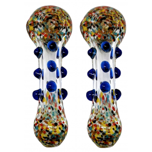 4.5" Frit Head & Mouth Multi Marble Hand Pipe (Pack of 2) - [ZD198]
