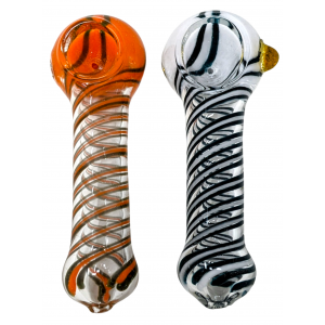 4" Frit Head Double Winding Art Hand Pipe (Pack of 2) - [ZD204]