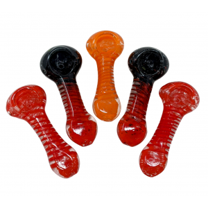 3" Transparent Frit Spiral Flat Mouth Spoon Hand Pipe - (Pack Of 5) [ZD212]