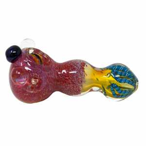 4.5" Silver Fumed Frit Head Bubble Body Hand Pipe - (Pack of 2) [ZD214]