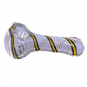 3.5" Slyme & Rasta Twisted Ribbon Flat Mouth Clear Spoon Hand Pipe - (Pack of 5) [ZD226]