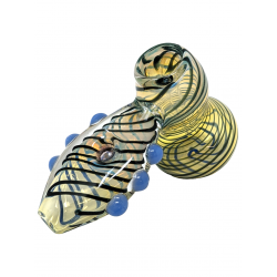 4.5" Silver Fumed Swirl Flat Donut Body Bubbler Hand Pipe - (Pack of 2) [ZD244]