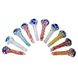 2.5" Ribbon Swirl Twisted Body Spoon Hand Pipe - (Pack of 10) [ZD256]