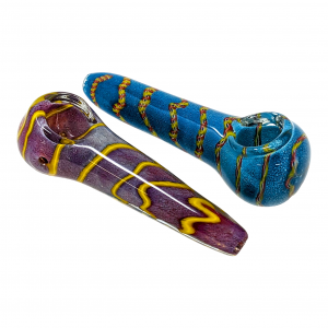 4.5" Frit Art Twisted Rope Art Spoon Hand Pipe (Pack of 2) [ZD70]