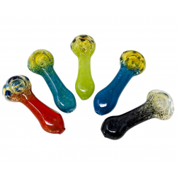 3.5" Frit Art Fumed Flat Mouth Hand Pipe (Pack of 5) - [ZD81]