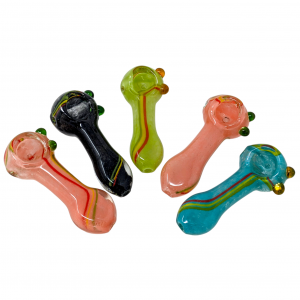 3.5" Assorted Frit Flat Mouth Hand Pipe (Pack of 5) - [ZD84]