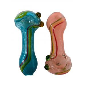 3.5" Assorted Frit Flat Mouth Hand Pipe (Pack of 5) - [ZD84]