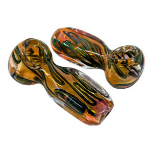 3.5" Heavy Gold Fumed Square Body Hand Pipe (Pack Of 2) [ZD87]