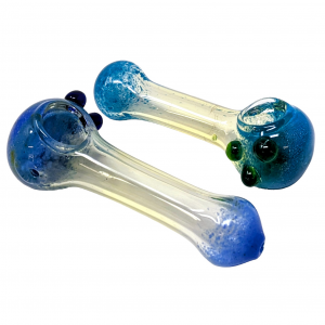 4.5" Gold Fumed Frit Head & Mouth Hand Pipe (Pack Of 2) [ZD88]