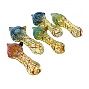 3.5" Frit Art Head Spiral Art Hand Pipe (Pack Of 5) - [ZD98]